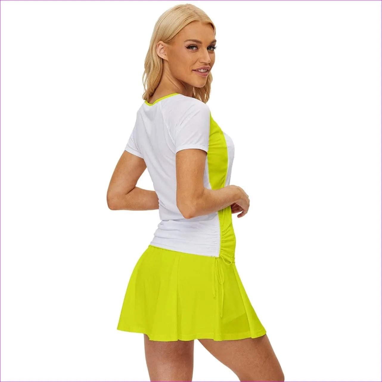 Deity Yellow Color Block Womens Sports Wear Set