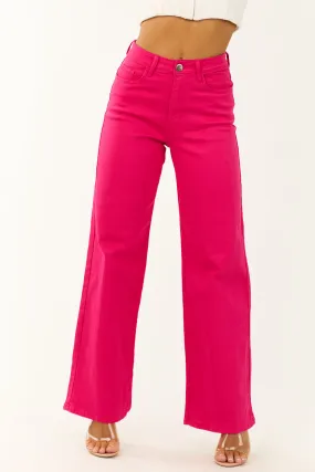 Denim Zone Hot Pink Super Stretchy Wide Leg Jeans