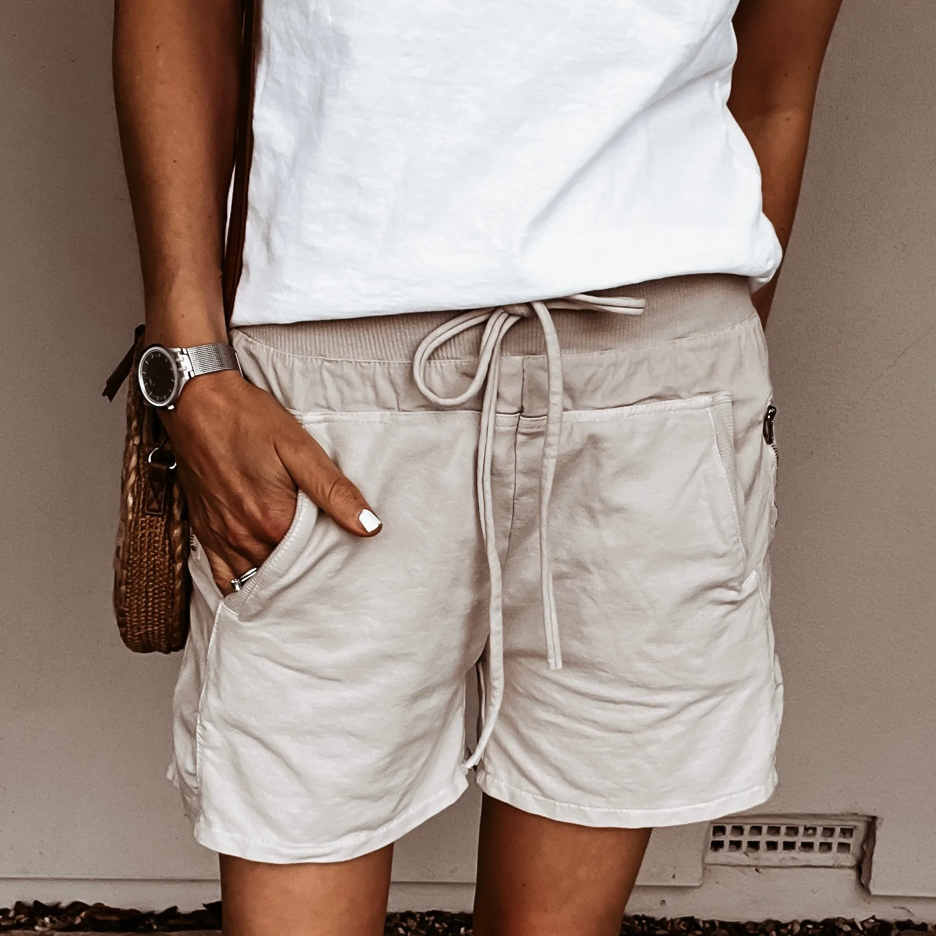 DESERT BEIGE cotton ultimate jogger shorts *NEW*