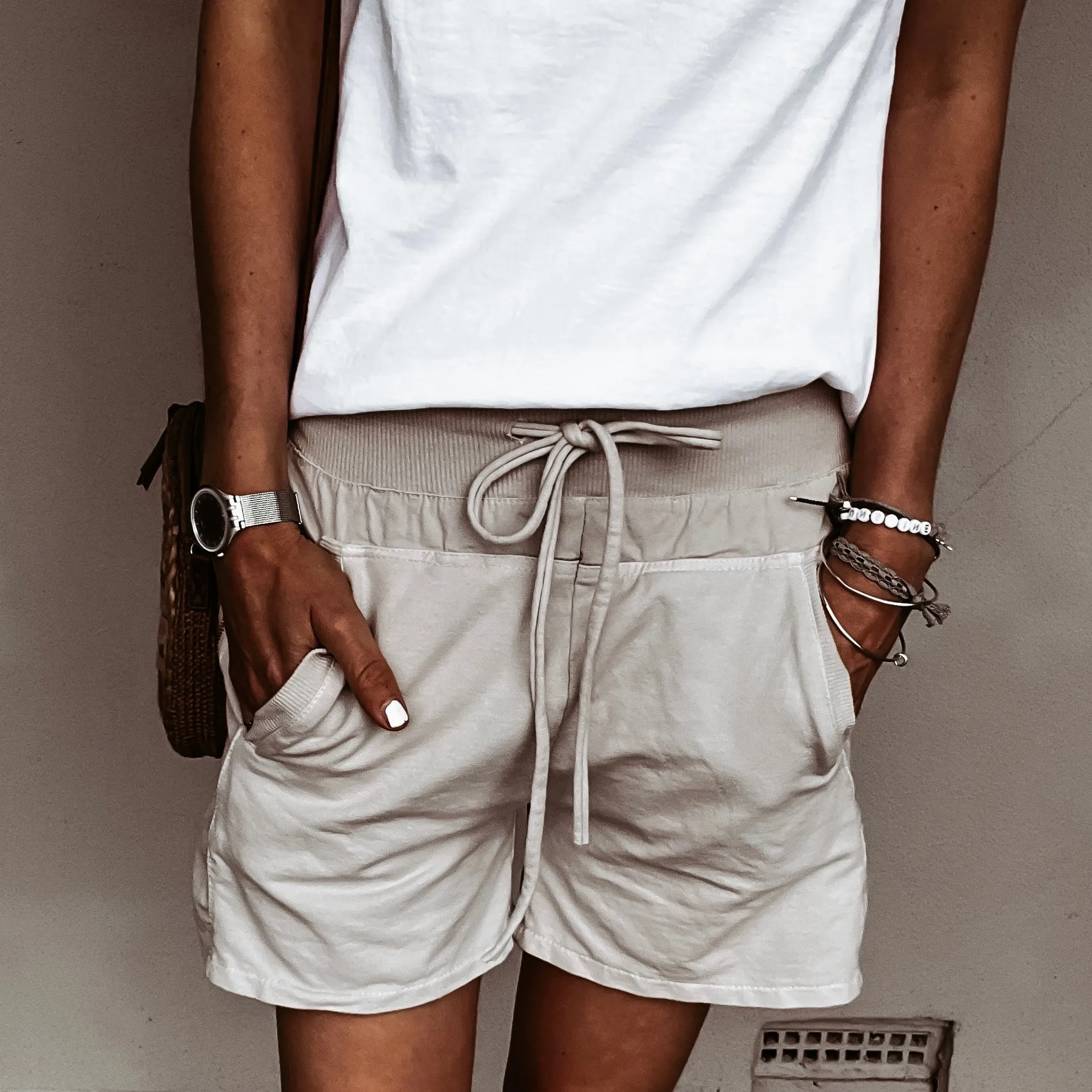 DESERT BEIGE cotton ultimate jogger shorts *NEW*