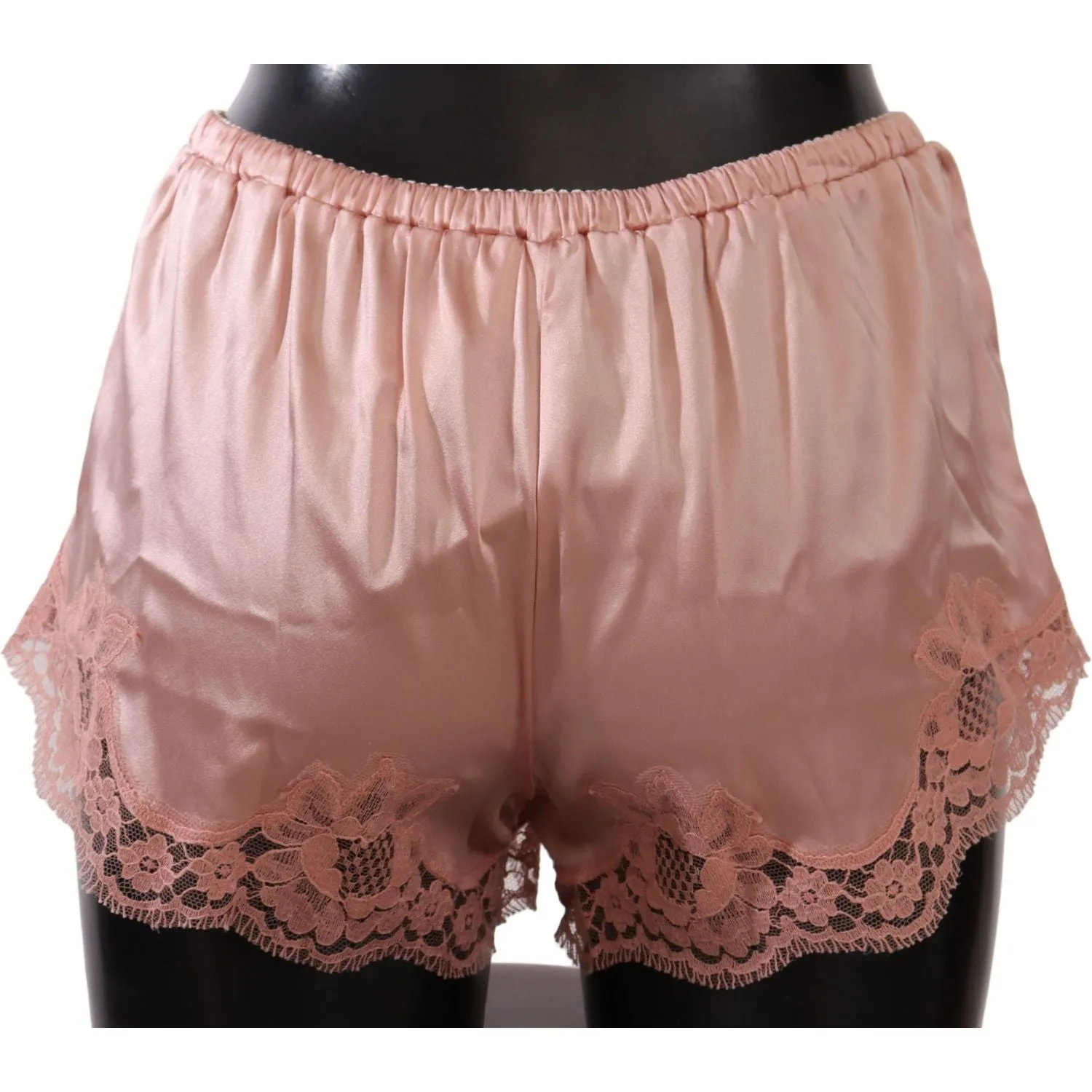 Dolce & Gabbana Elegant Powder Pink Silk Lace Lingerie Shorts