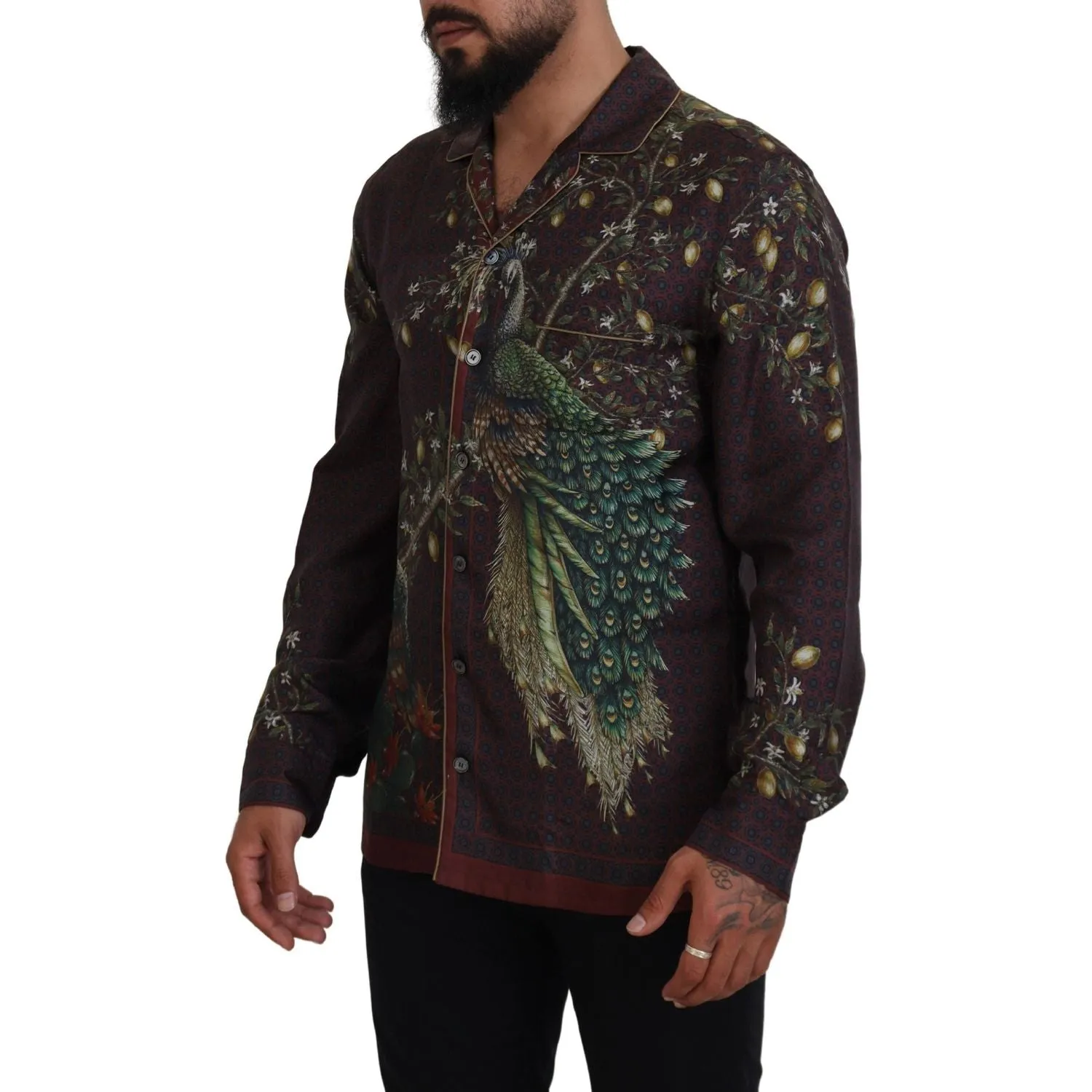 Dolce & Gabbana Elegant Silk Satin Men's Pajama Style Shirt