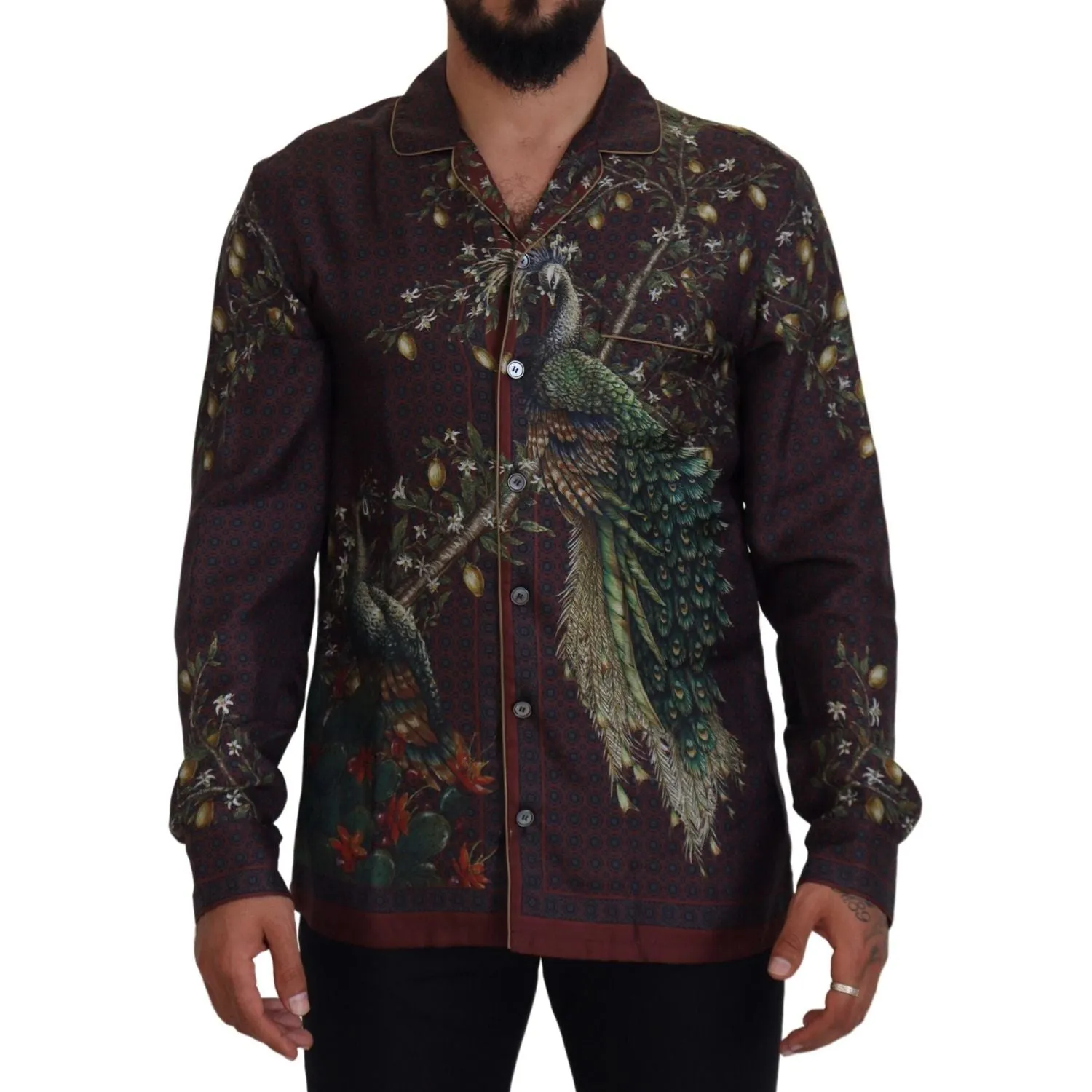 Dolce & Gabbana Elegant Silk Satin Men's Pajama Style Shirt