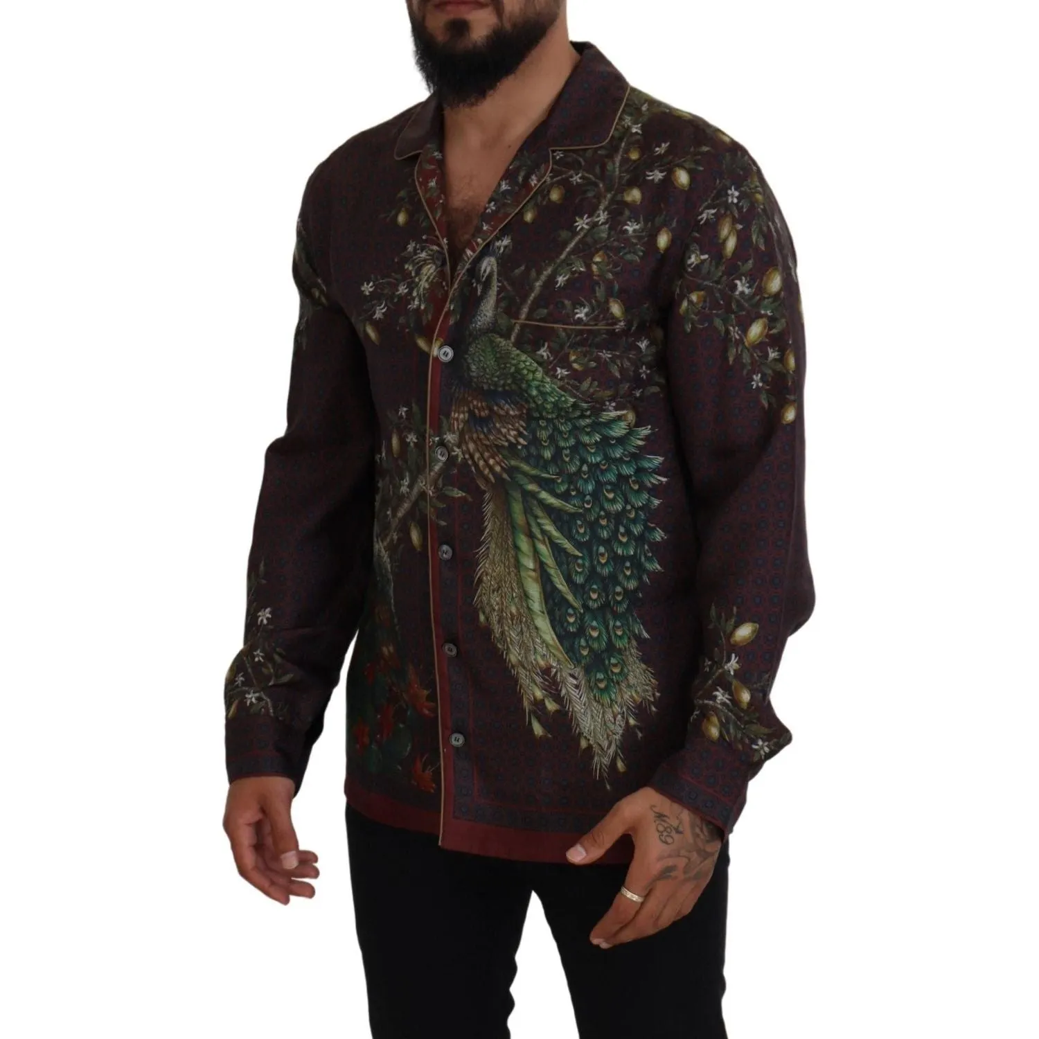 Dolce & Gabbana Elegant Silk Satin Men's Pajama Style Shirt