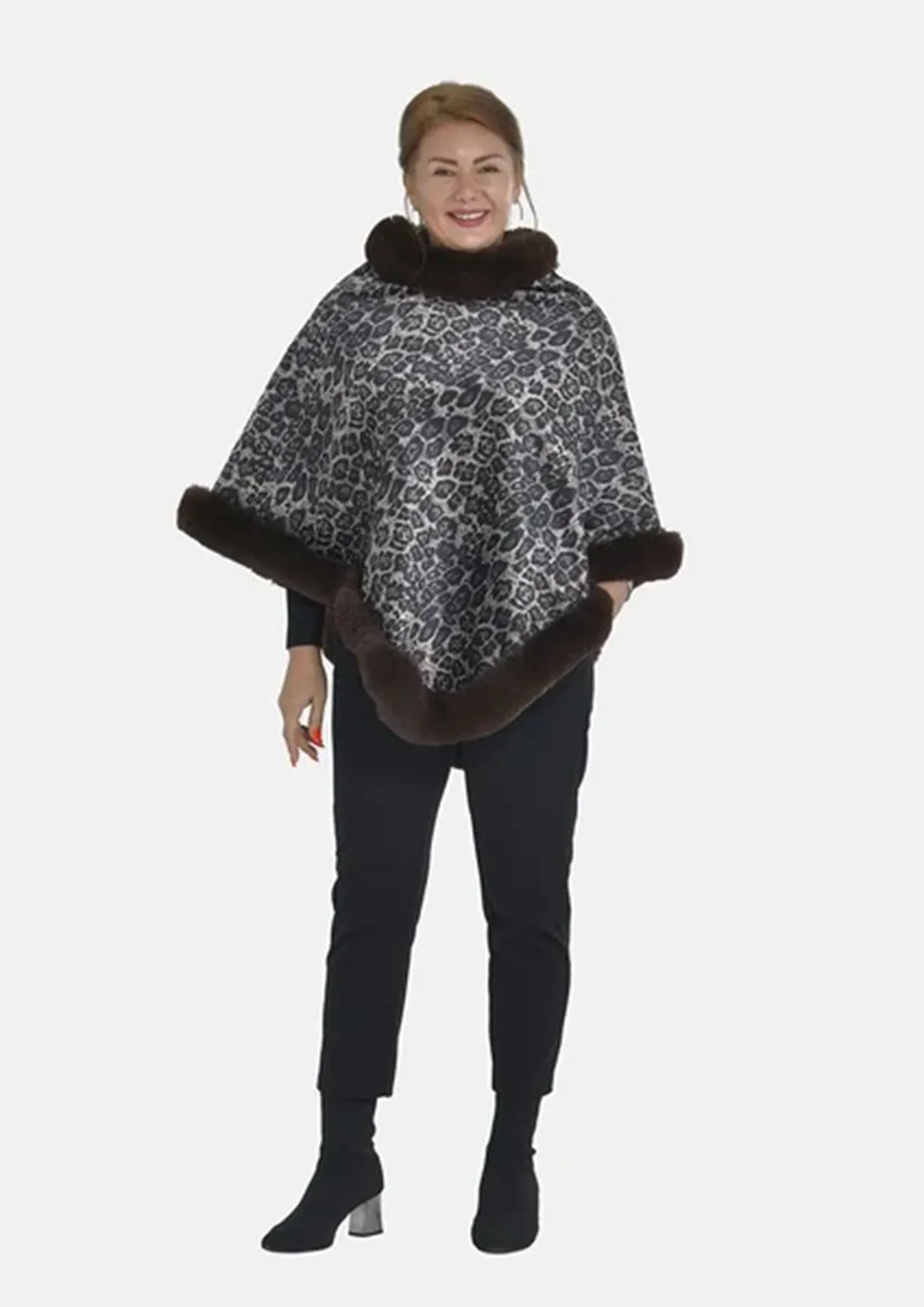 Double Layer Faux Fur Poncho