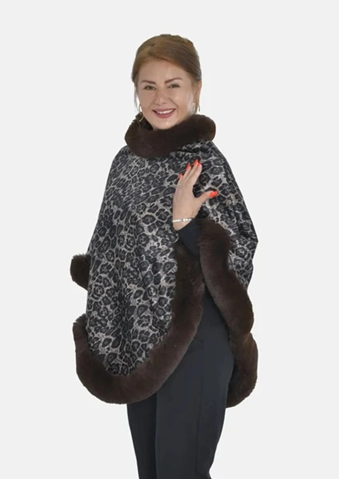 Double Layer Faux Fur Poncho