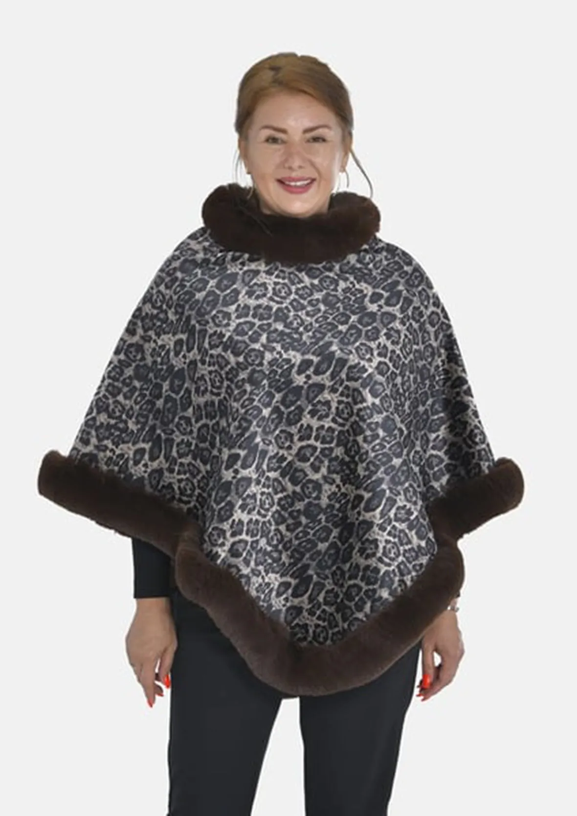 Double Layer Faux Fur Poncho