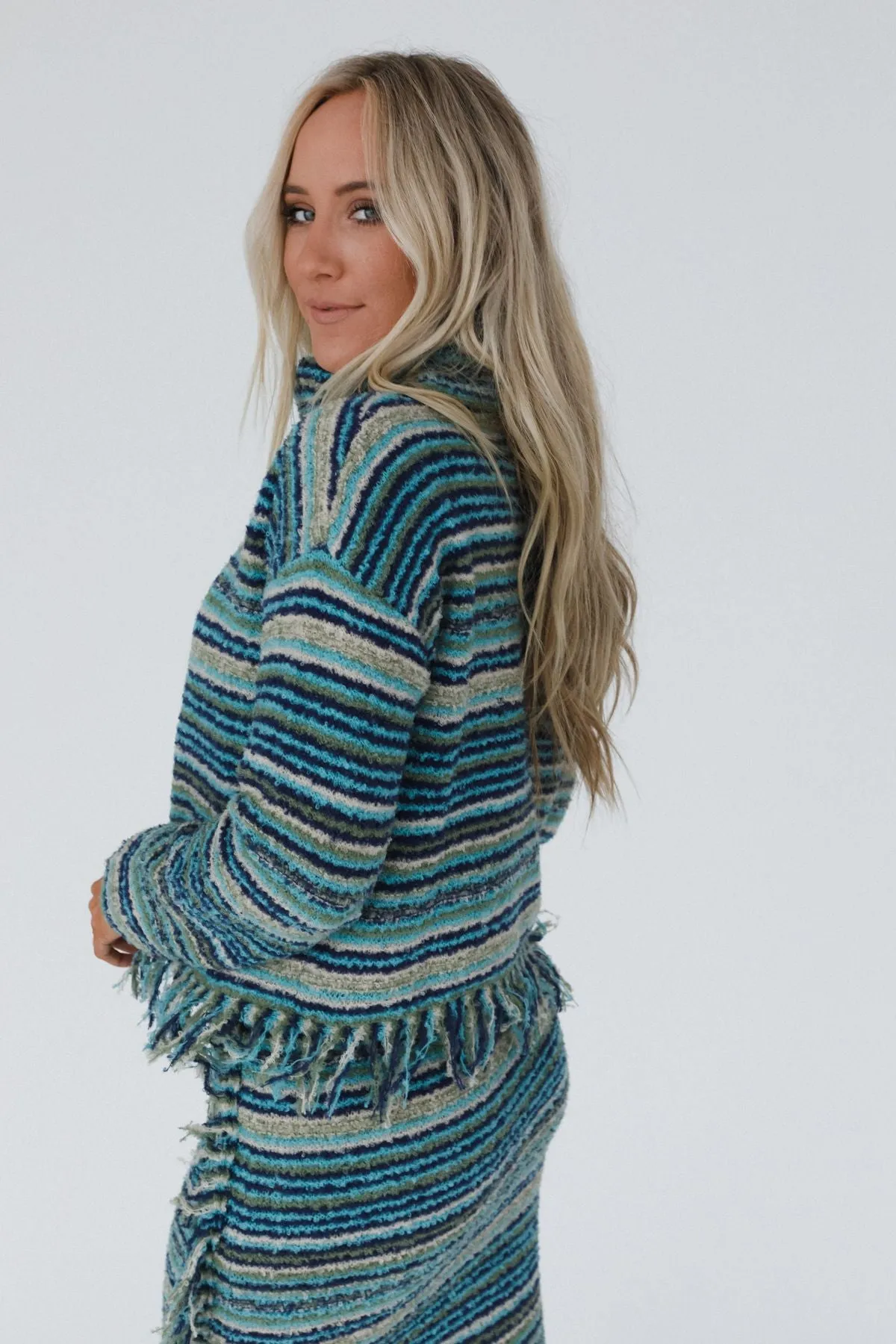 Ellis Fringe Sweater - Teal