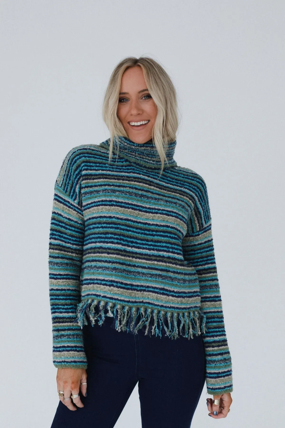 Ellis Fringe Sweater - Teal