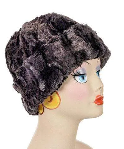 Faux Fur Beanie Hat - in Espresso Bean Brown and Fully Reversible