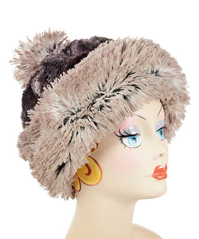 Faux Fur Beanie Hat - in Espresso Bean Brown and Fully Reversible