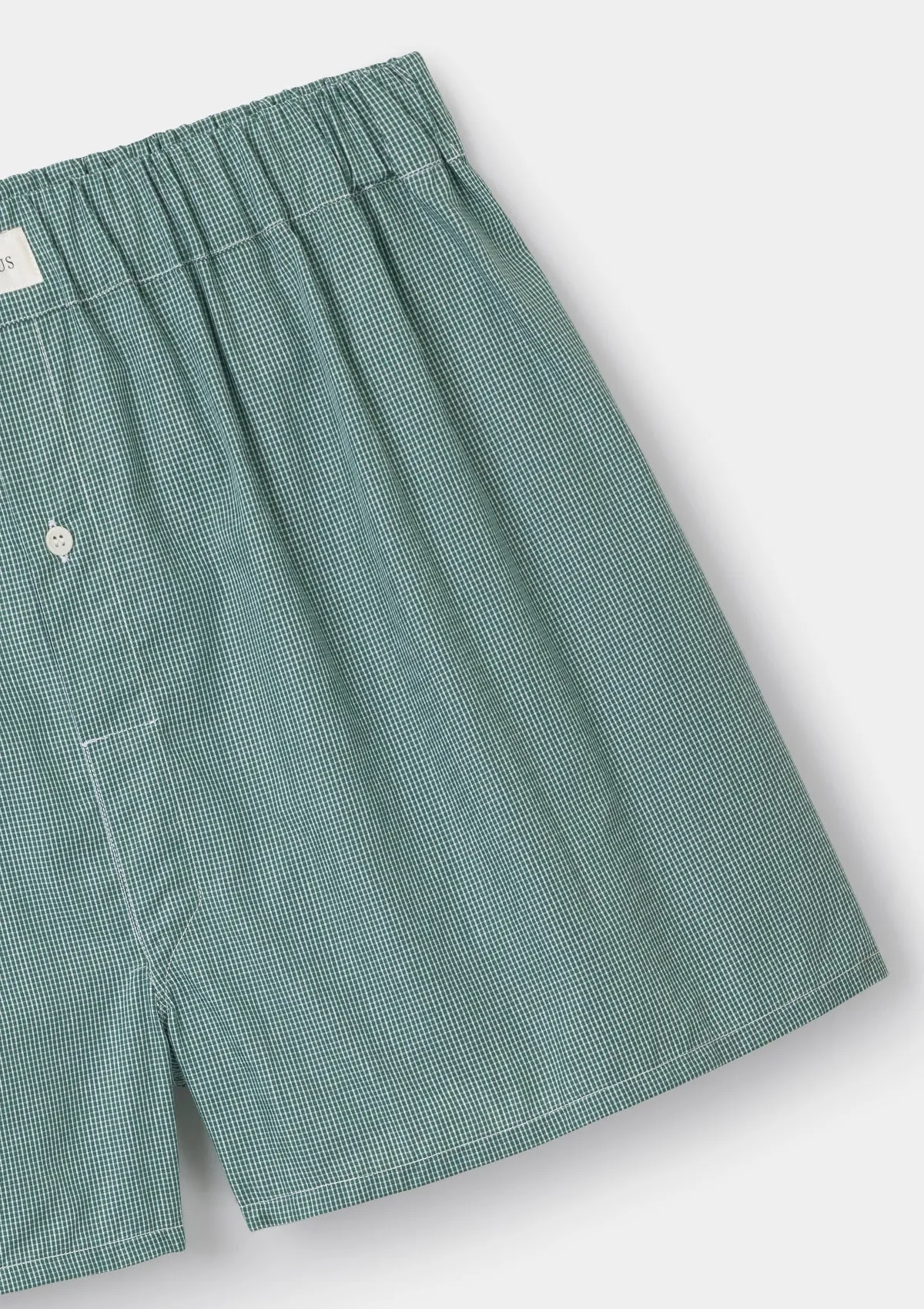 Forest Green Check Cotton Boxer Shorts