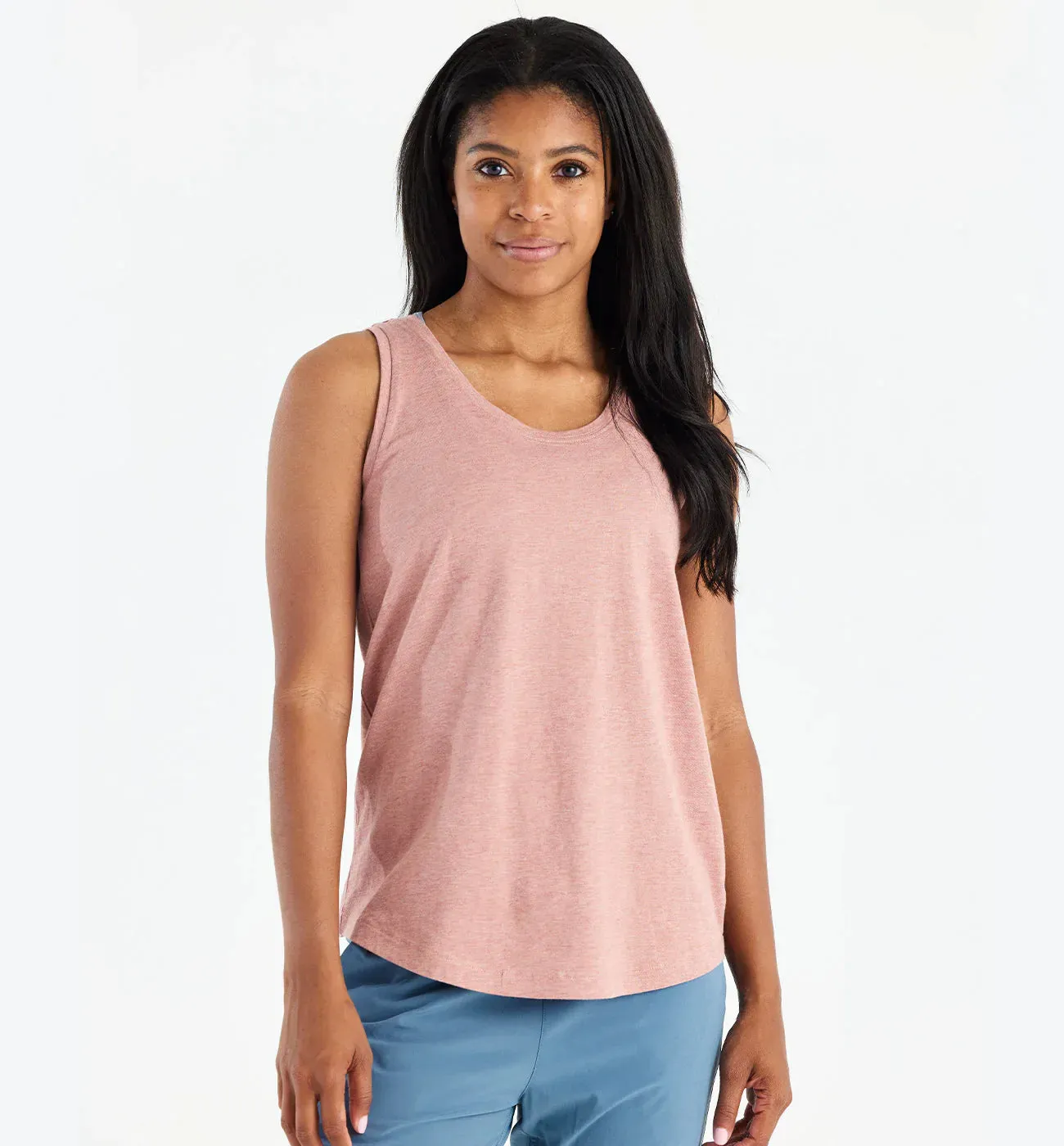 Free Fly Women's Bamboo Heritage Tank in  Heather Light Sangria