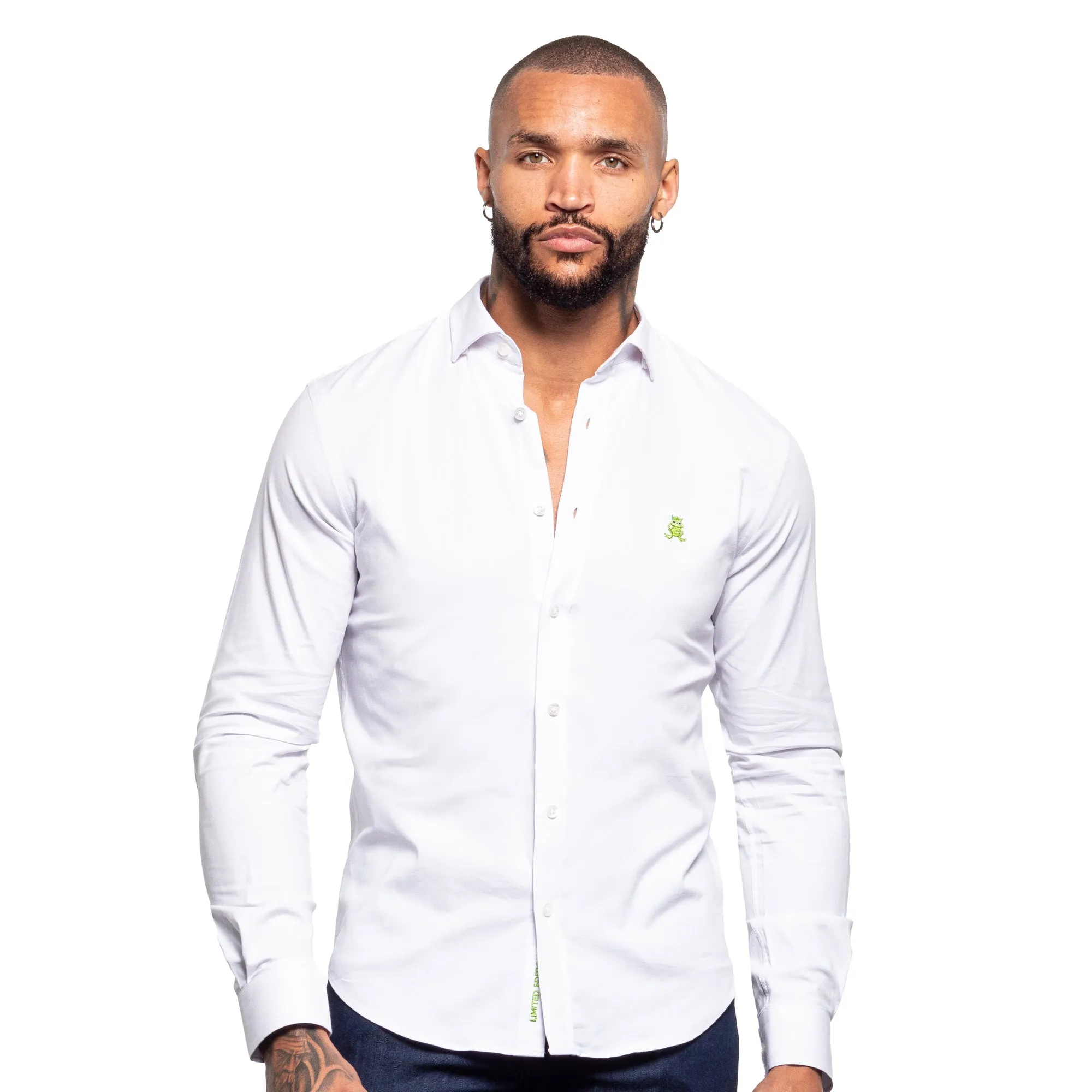 FROG Solid Stretch Button Down Shirt - White