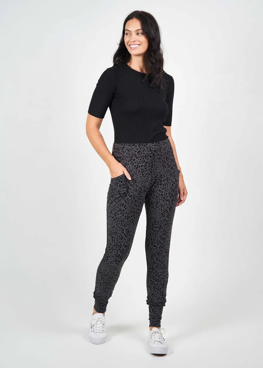 Gaga Bamboo Cuffed Sweat Pant - Steel Leopard