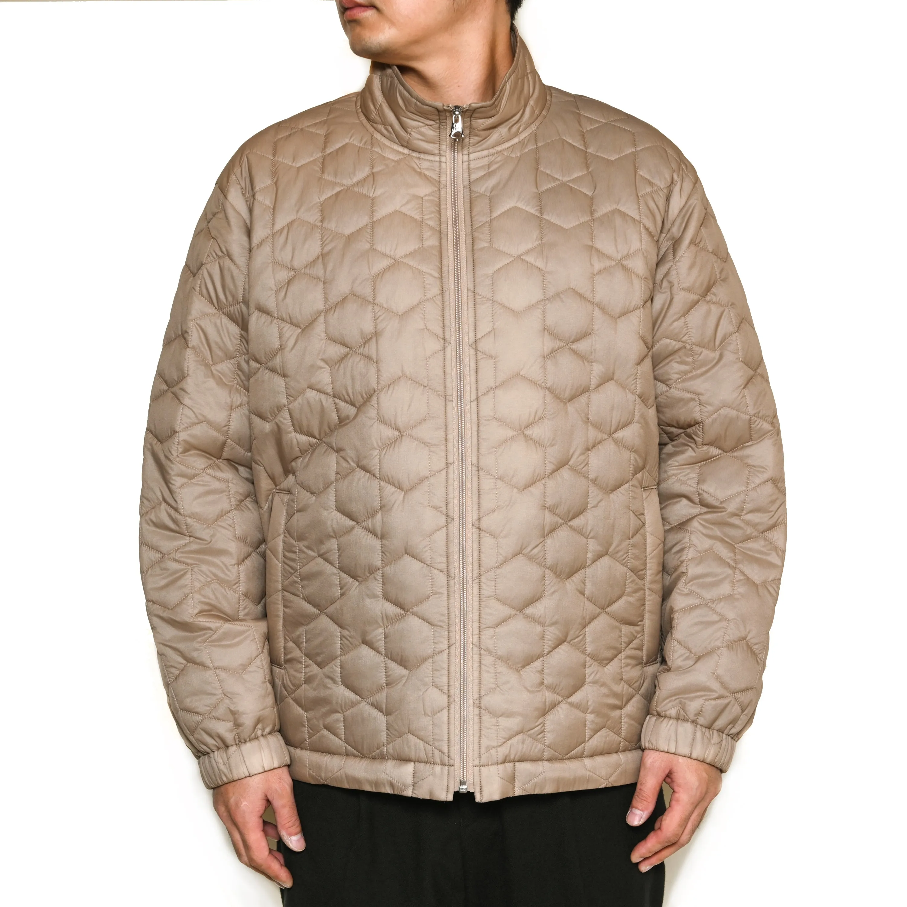 GEOMETRIC PATTERN QUILTING TRACK JACKET