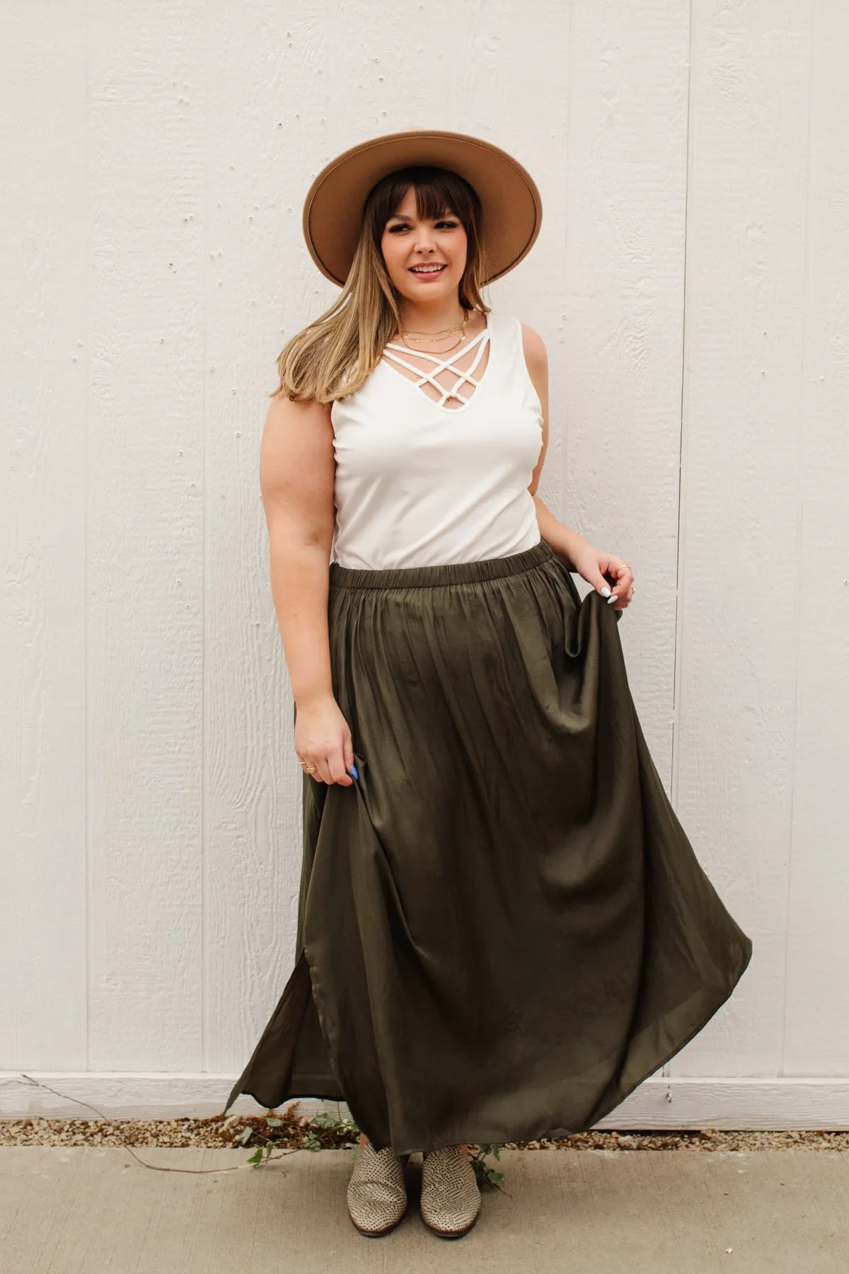 Get Away Maxi Skirt in Olive