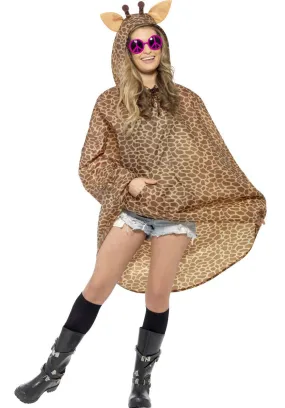 Giraffe Party Poncho, Brown