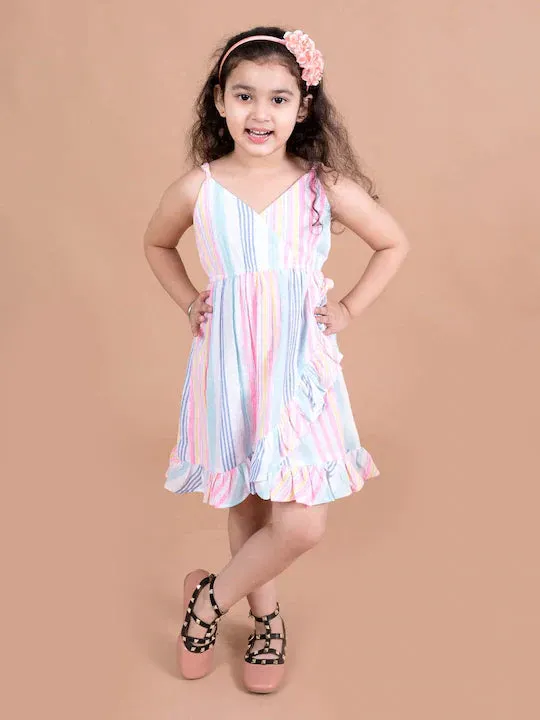 Girls Pink Blue Striped Jumpsuit - Ps Peaches