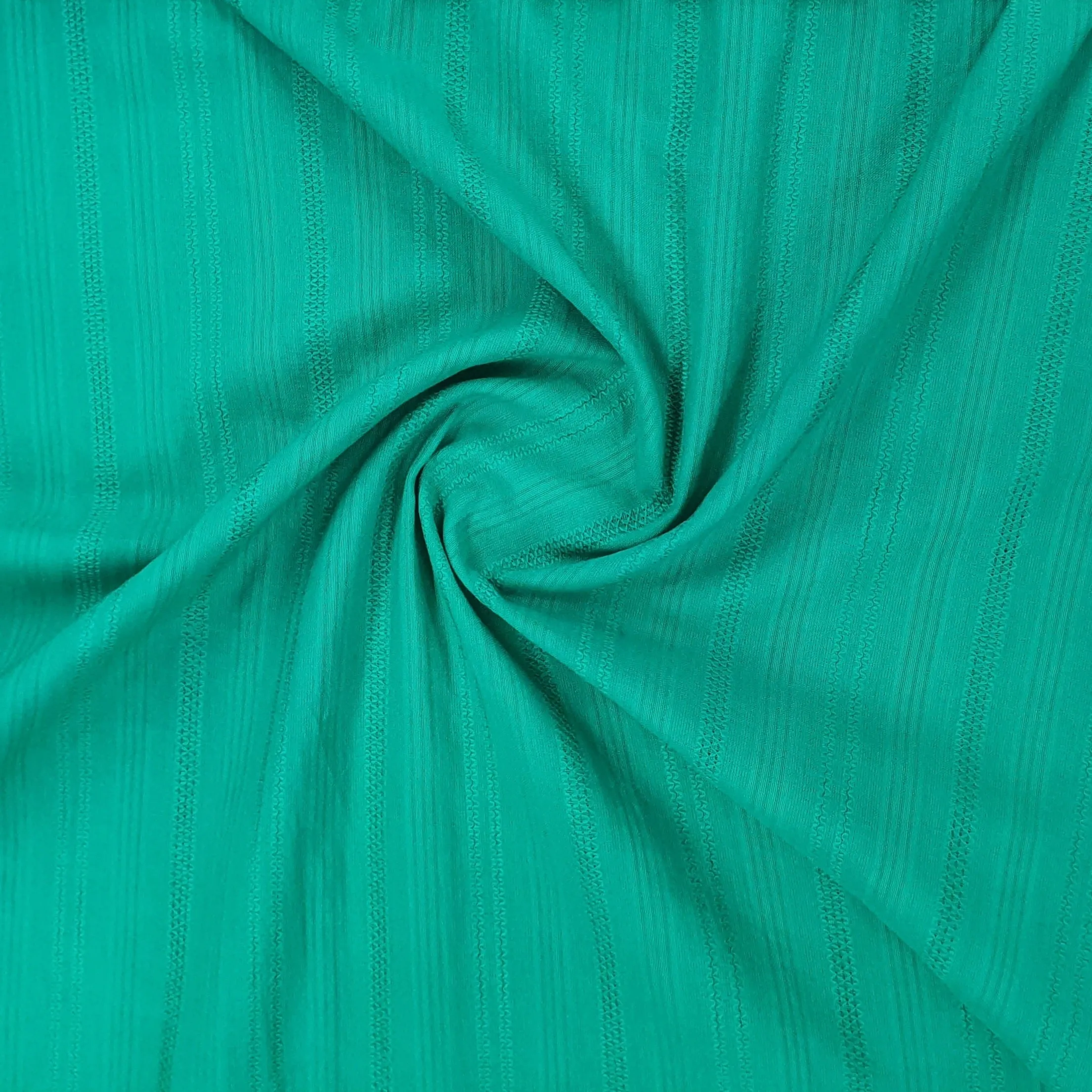 Green Solid Jacquard Cotton Fabric, Plain Weave 48 Inches, TU-2005