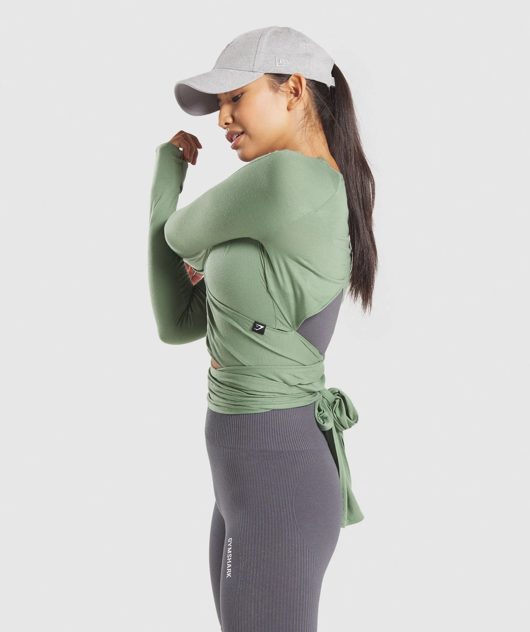 Gymshark Power Down Long Sleeve Crop Top -  Green