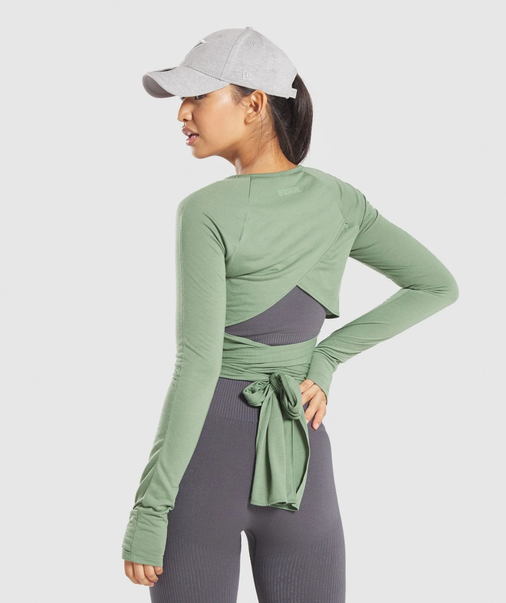 Gymshark Power Down Long Sleeve Crop Top -  Green