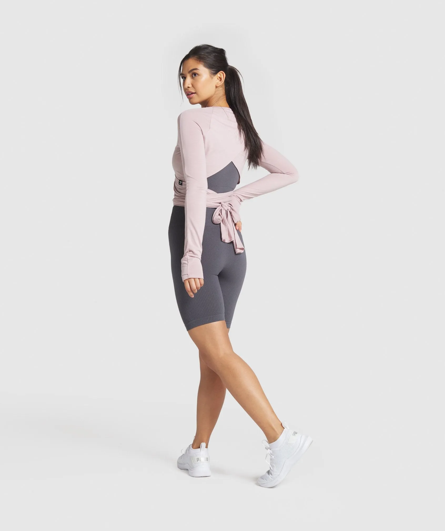 Gymshark Power Down Long Sleeve Crop Top - Pink