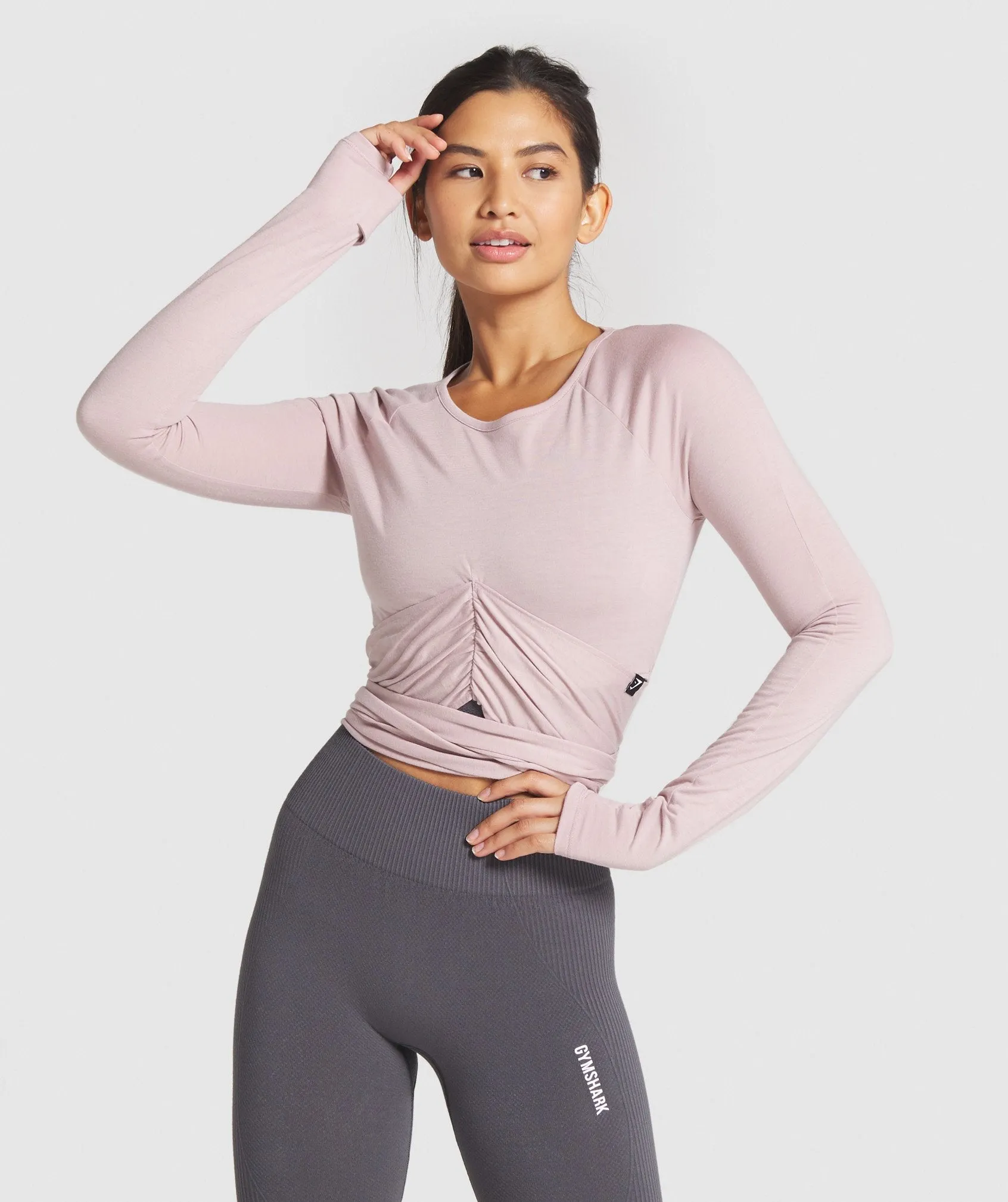 Gymshark Power Down Long Sleeve Crop Top - Pink