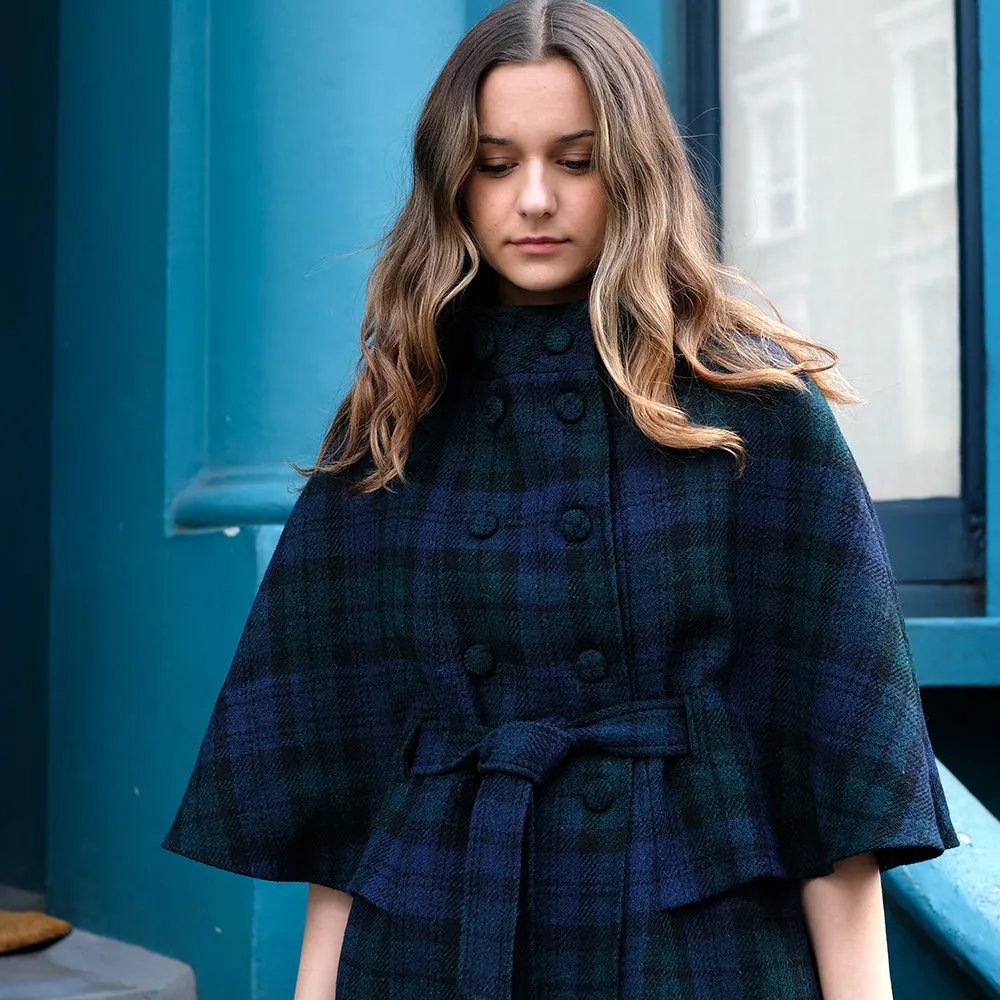 Harris Tweed Cape in Black Watch Tartan