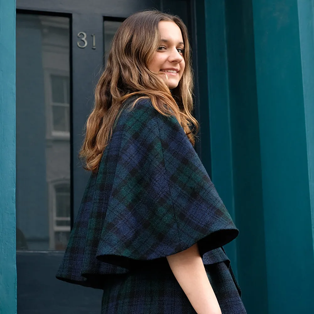 Harris Tweed Cape in Black Watch Tartan