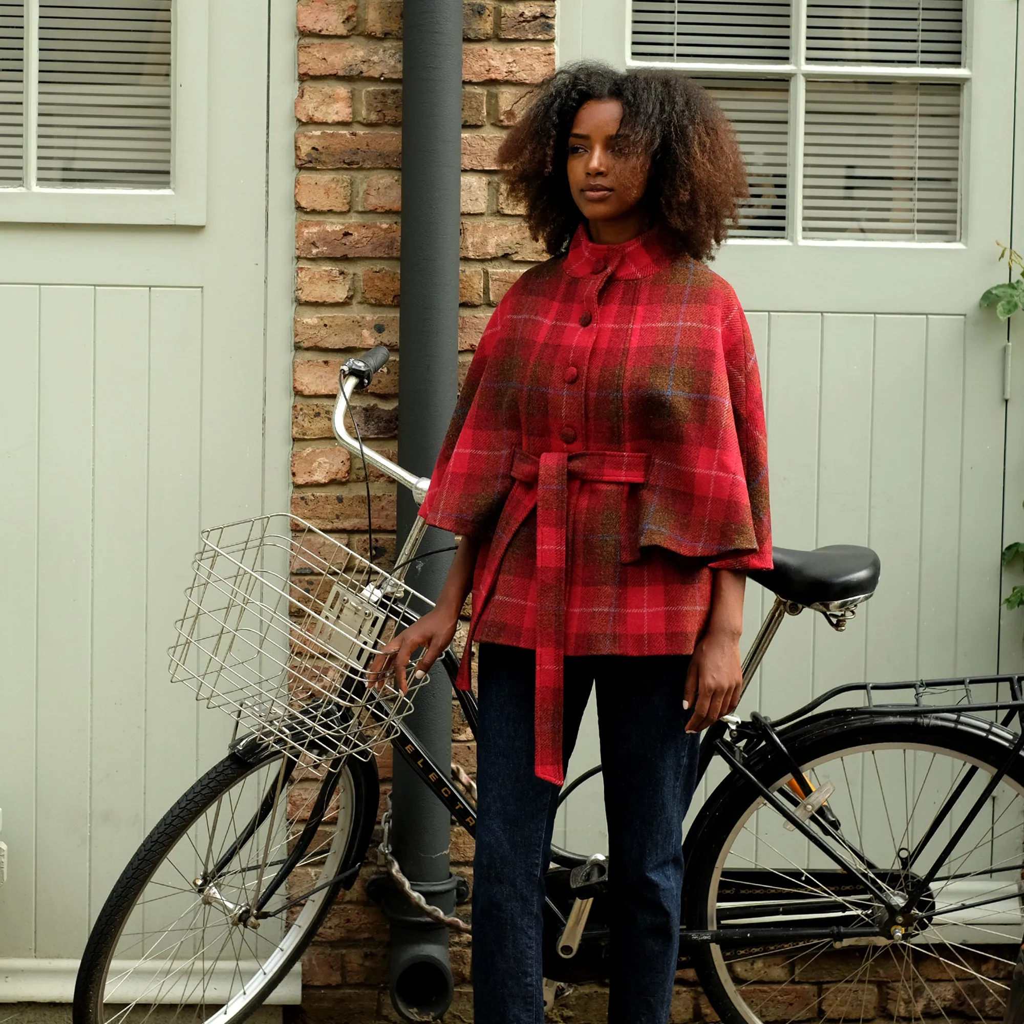 Harris Tweed Cape in Red