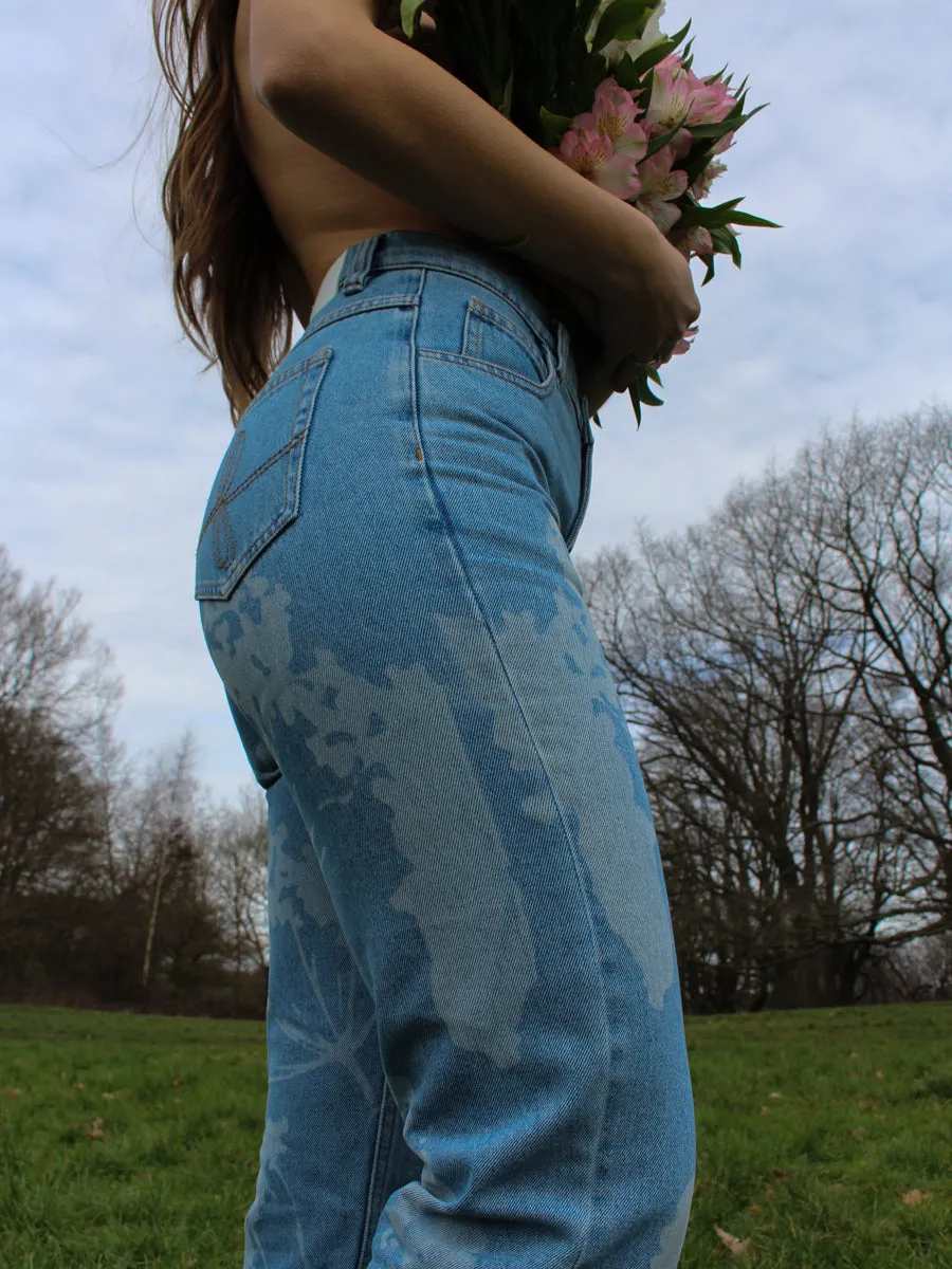 High Waisted Organic & Recycled Laser Dandelion Blue Jeans