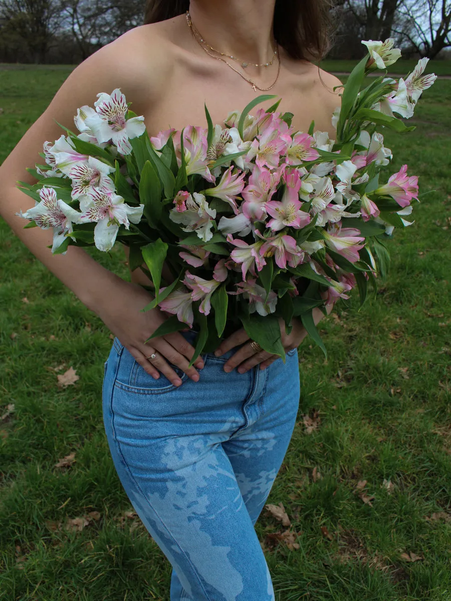 High Waisted Organic & Recycled Laser Dandelion Blue Jeans