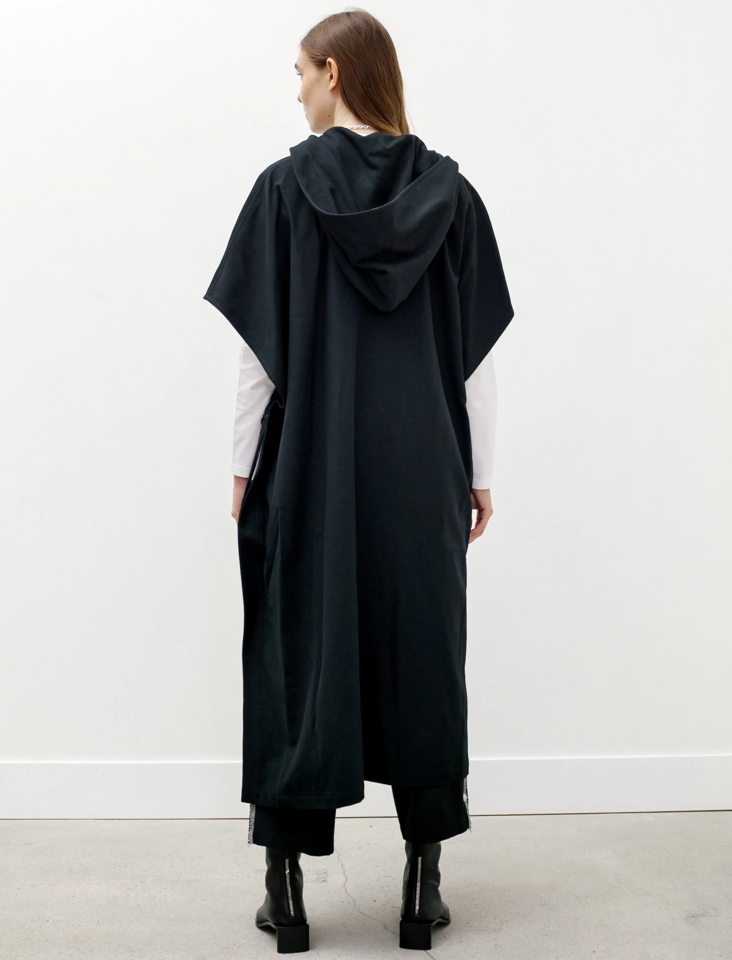 Hooded Poncho Dress Black