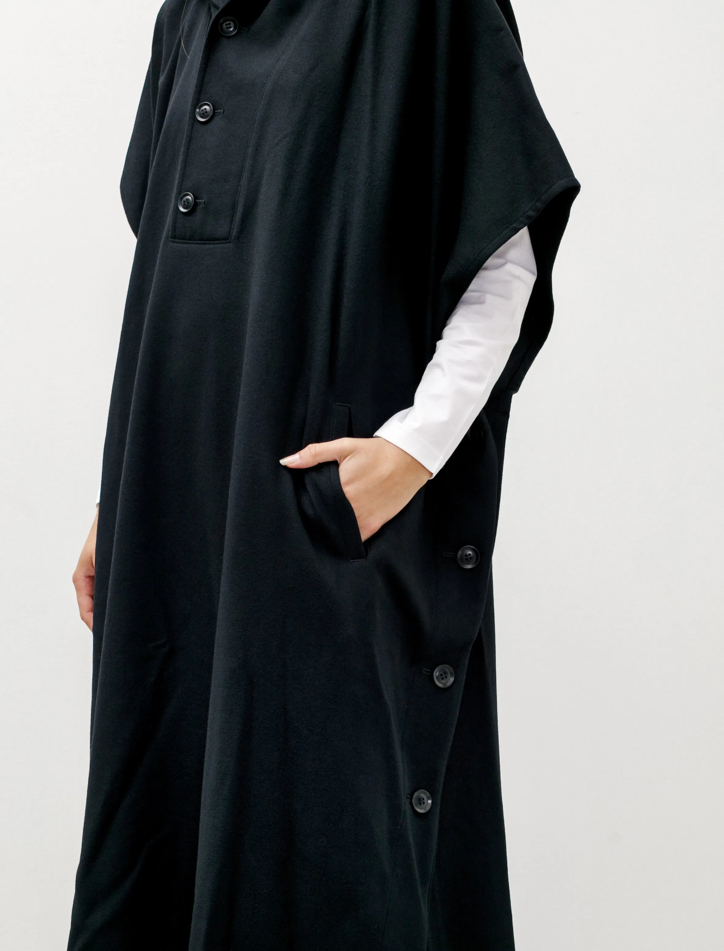 Hooded Poncho Dress Black