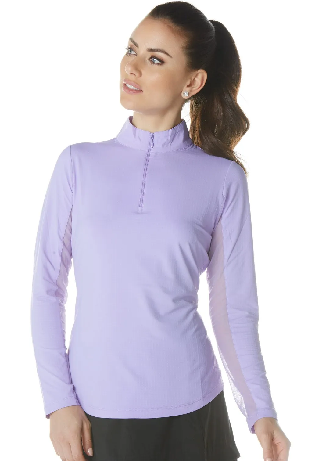 IBKUL Solid Zip Neck Riding Shirt