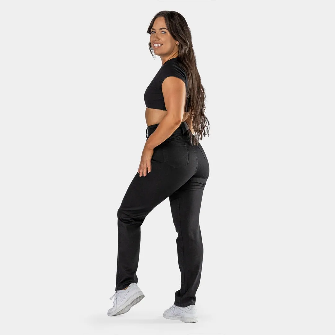 Impact High Waist Straight Leg Jeans - Black