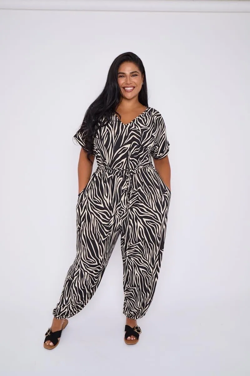 Jenna Jumpsuit in Zebra Print