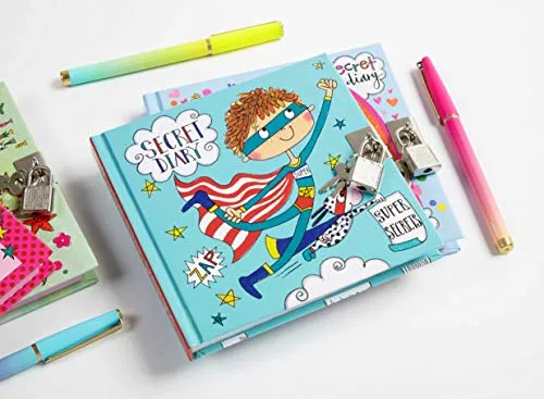 Jewelkeeper Rachel Ellen Designs Kids Locking Superhero Secret Diary, Lock Key Included