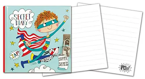 Jewelkeeper Rachel Ellen Designs Kids Locking Superhero Secret Diary, Lock Key Included