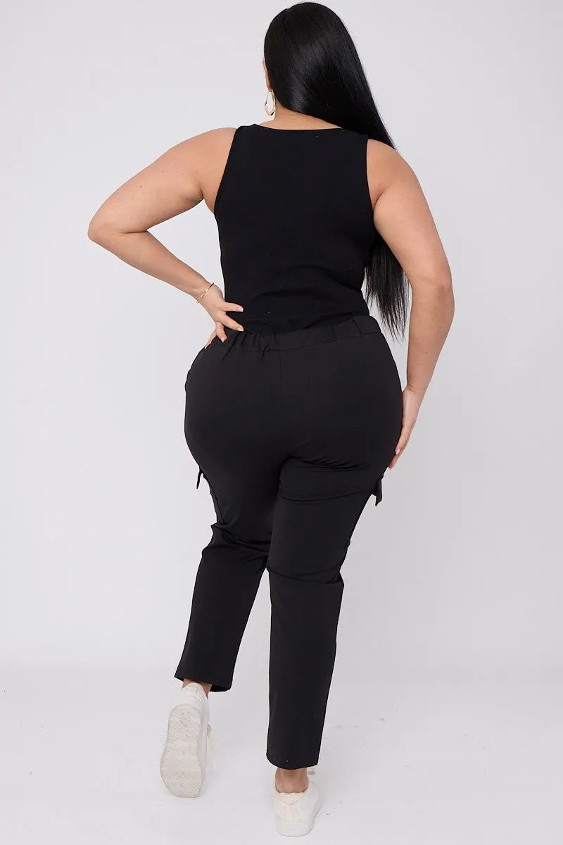 Kai PLUS SIZE Drawstring Waist Cargo Style Trousers With Pockets