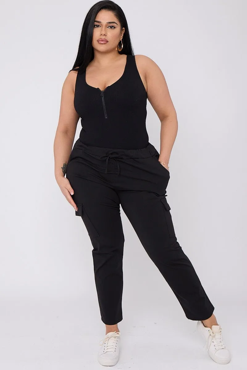 Kai PLUS SIZE Drawstring Waist Cargo Style Trousers With Pockets