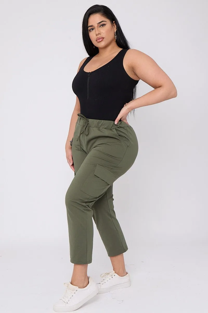 Kai PLUS SIZE Drawstring Waist Cargo Style Trousers With Pockets