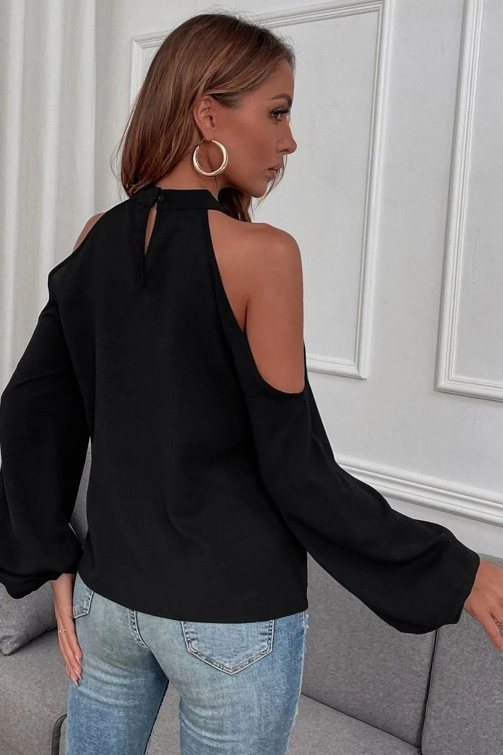 Keeping Up Black Cold Shoulder Top