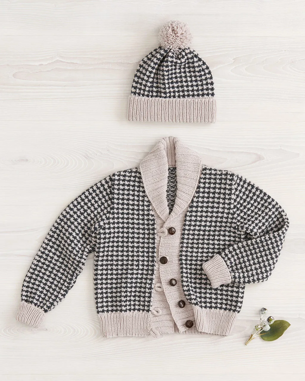 Knitting Pattern Houndstooth Cardi & Beanie