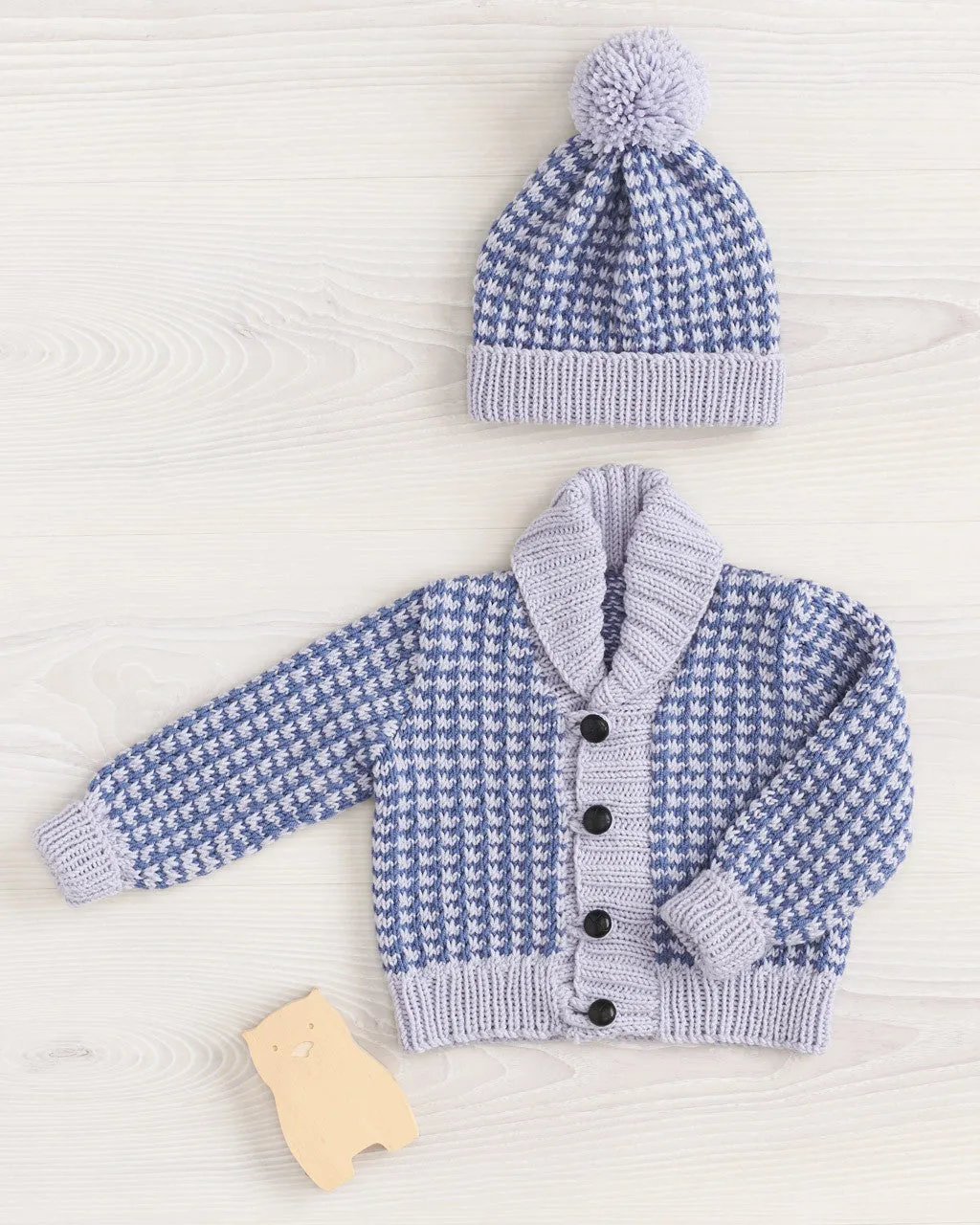 Knitting Pattern Houndstooth Cardi & Beanie