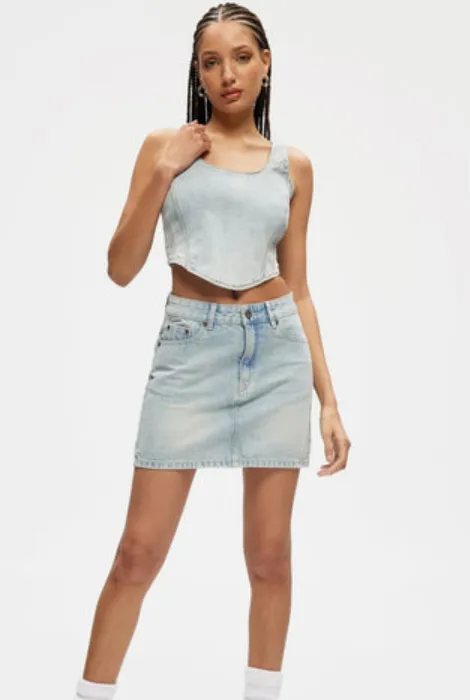 Kuwalla Tee Mini Denim Skirt Light Blue