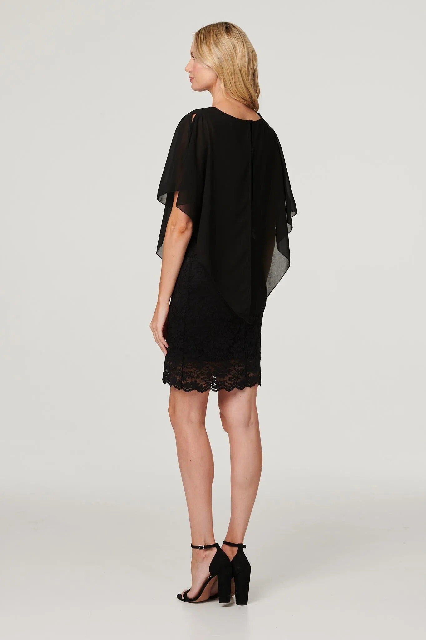 Lace Semi Sheer Poncho Dress