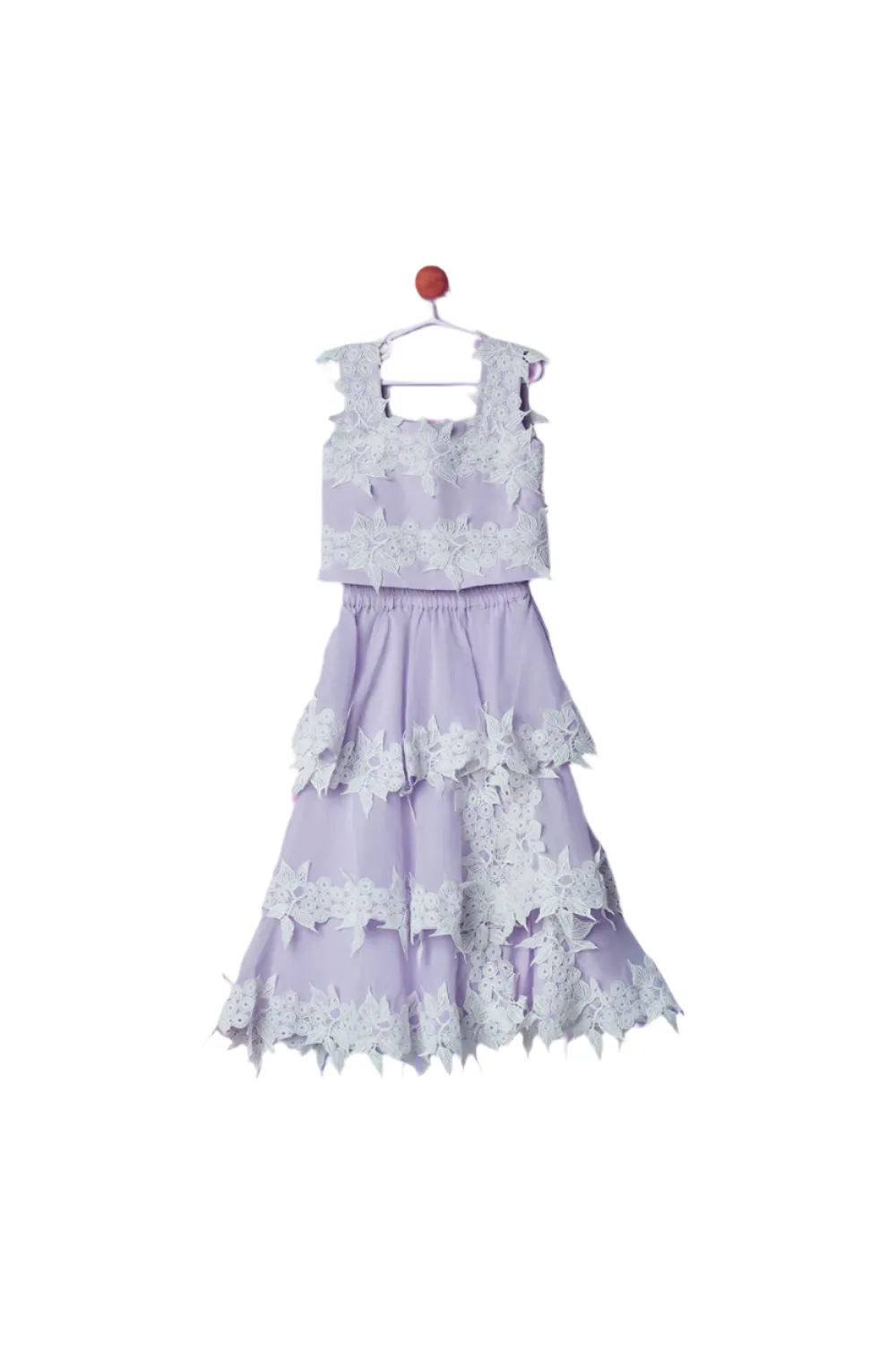 Lavender Georgette Tube Style Top With Layered Skirt Set