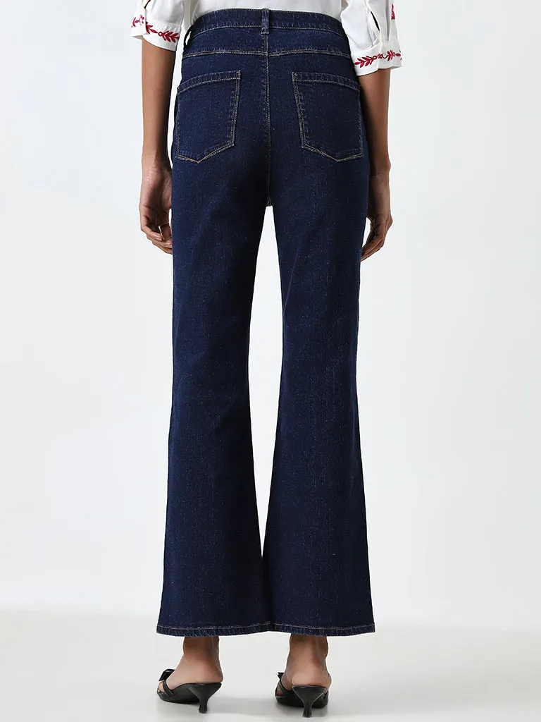 LOV Dark Blue Wide Leg - Fit High - Rise Jeans